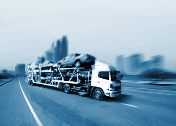 Truck run on road, transportation logistic concept